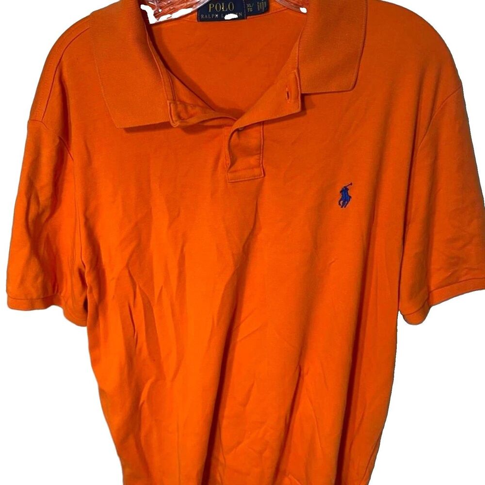 Polo Ralph Lauren Men's XL Orange Polo Button Short Sleeve Shirt